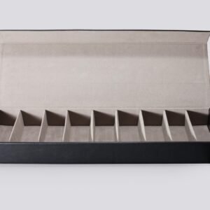 Display Box with 9 Inserts Storage Leather-Like PU Black