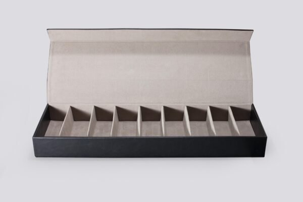 Display Box with 9 Inserts Storage Leather-Like PU Black