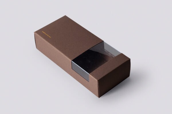 Self Mount Paper Box with Window Brown