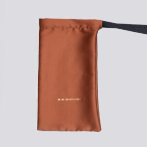 Satin Drawstring Pouch Black Silk Brown