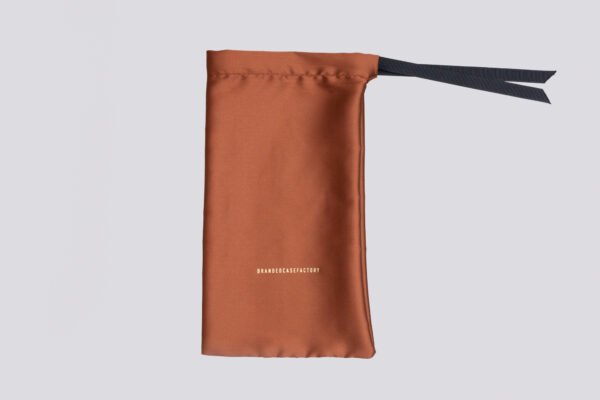 Satin Drawstring Pouch Black Silk Brown